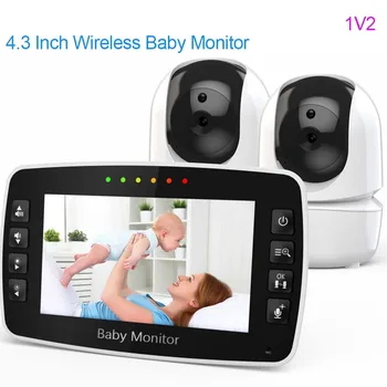 2023 Novo Bebê Monitor De 4.3 Polegadas De Vídeo Sem Fio Babá De Segurança De Visão Noturna Grito De Alarme, Monitoramento De Temperatura Bebê De Dois CameraSM43A