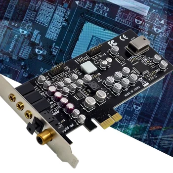 CM8828 PCI-E X1 7.1 CH Temperatura de Preenchimento Placa de Som de qualidade Profissional HD Placa de Áudio (Preto)