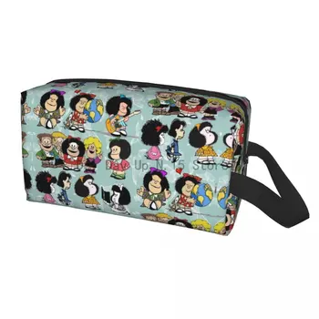 Mafalda, Quino Quadrinhos Saco Cosmético Mulheres Kawaii Grande Capacidade De Desenhos Animados Caixa De Maquiagem Beleza De Armazenamento De Produtos De Higiene Pessoal, Sacos De