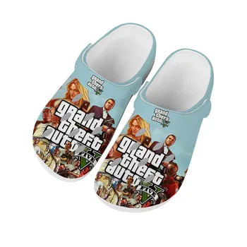 Grand Theft Auto V 5 Casa Entope Mens Womens Adolescente Personalizado Construído Sapatos de Água GTA Cinco Jogo Jardim de Praia do Furo de Chinelos, Sandálias