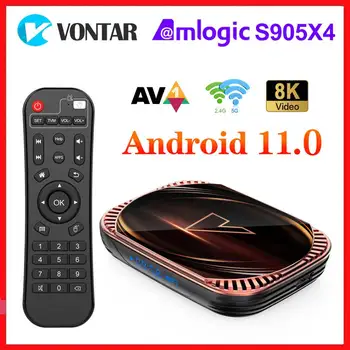 VONTAR X4 Amlogic S905X4 Android 11.0 TV Box 4GB de 32GB e 128GB 64GB Set-Top Box 1000M Dual wi-Fi AV1 8K Android Media Player 11