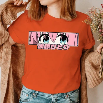 Kawai Hitori Anime T-shirts Femininas Gráfico Streetwear 2023 Moda Casual coreano Tops para as Mulheres Bocchi O Rock Anime T-Shirts