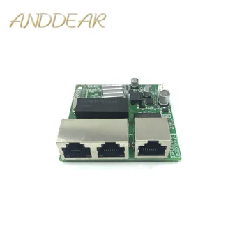 3-port Gigabit switch módulo é utilizado amplamente em linha com LED de 3 porta 10/100/1000 m contato com porta mini módulo switch PCBA da placa-Mãe