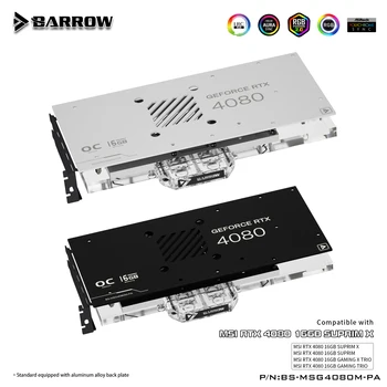 BARROW de bloqueio de Água para o MSI RTX 4080 16GB de JOGO X TRIO/ SUPRIM X GPU da Placa de Cobre de Arrefecimento do Radiador RGB AURA BS-MSG4080M-PA