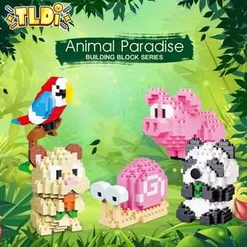 Micro Blocos de Construção 3D Animal de Diamante Modelo Mini Tijolos Panda Porco, Pássaro Hamster Brinquedos para Crianças, Presentes de Aniversário Montar Brinquedos
