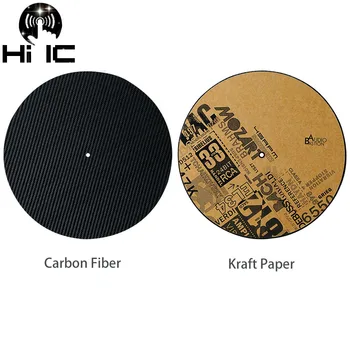 1PCS LP de Fibra de Carbono, Papel Kraft Esteira da Base de dados de discos de Vinil Tuning pad Aparelhagem hi-fi Áudio plataforma giratória Anti-choque Choque Anti-estático Sonic Mat