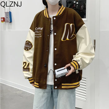 Harajuku Fashion Bomber Jackets Homens De Streetwear Tops Vintage De Beisebol Uniforme De Grandes Dimensões Casaco Faculdade Varsity Jacket Y2k Mulheres