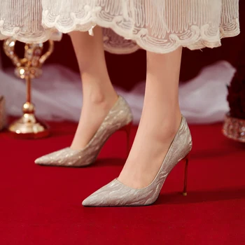 2023 novo nupcial mulheres sapatos de dama de honra de salto alto proprietário de uma menina de casamento sapatos de DY4523