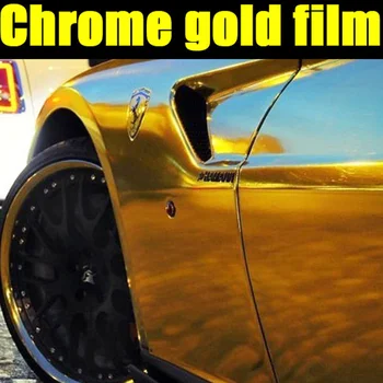 Alta elástico espelho de ouro Cromado Espelho de Vinil flexível Enrole a Folha de Rolo de Filme Adesivo de Carro de Folha de Decalque