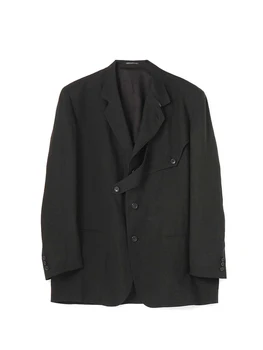 Blazers de linho Unisex jaquetas de yohji yamamoto homens homme casaco oversized Japão estilo de homem roupa de blazer preto tops