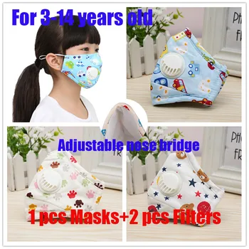 Crianças Máscara de Segurança para crianças Protecção de Máscara Anti-Pó PM2.5 Máscaras Respiradores Filtro Válvula de Criança Máscara facial aluno meninos gilrs