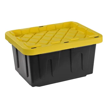 a caixa de armazenamento organizador de 5 Gal. Plástico de Armazenamento de Bolsas, Preto/Amarelo (Conjunto de 4)