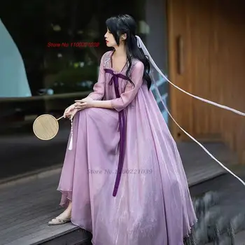 2023 tradicional mulheres fantasia de fada melhorado ruqun hanfu nacional de vestido bordado de flores de chiffon vestido vintage vestido de princesa