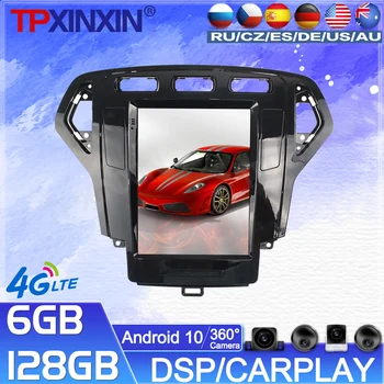 128G Para Ford Mondeo 2007-2010 Android auto-Rádio Fita Reordenar vídeo Player Multimídia GPS Navi Tesla Vertical de Tela 360 Câmara