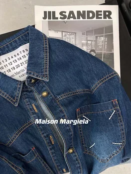 Maison Margiela nova primavera e outono homens e mulheres de manga longa jaqueta jeans MM6 casal jaqueta
