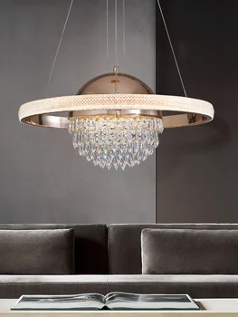 Nova Pós-moderno da Luz de Luxo, Simples Sala de estar Lustre de Cristal Designer Criativo Circular Restaurante Quarto Luminária LED
