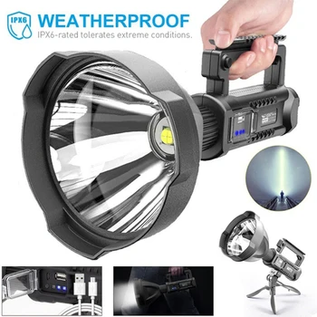 P90 Portátil Potente Lanterna LED de Montagem em Suporte de Mão Holofote Recarregável USB Holofotes Waterproof a Luz da Tocha