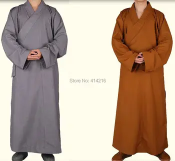 Na primavera e no Outono monges Budistas de Shaolin temple trajes de roupas de vestuário Haiqing robesGown unisex artes marciais ternos cinza/amarelo