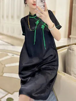 2023 novo estilo chinês tradicional vestido cheongsam mulheres sexy melhorado diário casual qipao senhora vestido de cetim estilo de vestido qipao