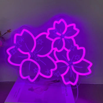 Sakura Sinal de Néon Personalizado Flor de Cerejeira Sala de Jogos Parede Decoração Kawaii de Néon do DIODO emissor de Luz do Quarto da Menina Arte de Néon Luz da Noite
