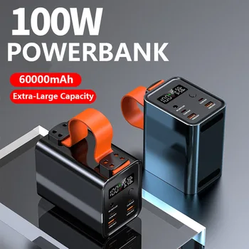Banco portátil do Poder da 60000mAh PD100W Powerbank Tipo C USB Carregue Rápido DC60W Bateria de Reposição Para Xiaomi Huawei iPhone Portátil Drone