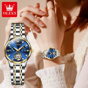 OLEVS Nova Mulher Relógios Impermeável Luminosa Esqueleto Relógio Mecânico Automático para a Mulher Elegante de Senhoras Relógio