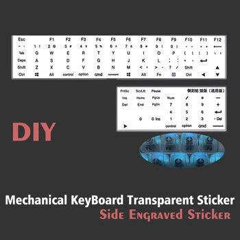104Key teclado Mecânico tecla cap Lado Gravado transparente adesivo Película Protetora Transparente tecla cap Lado Gravado Adesivo