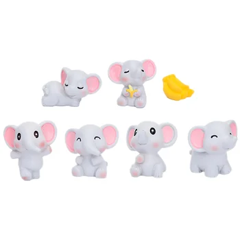 Mini Resina Elefante Em Miniatura Figuras De Adorno Pequeno Modelo Requintado Quarto Com Cama De Decorações Estátuas Criança