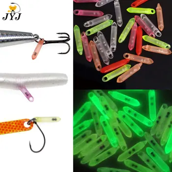 JYJ 17mm*3mm 2 bolas de tubo de chocalho luminosa golw PVC acessórios de pesca macio worm tubo de chocalho shake