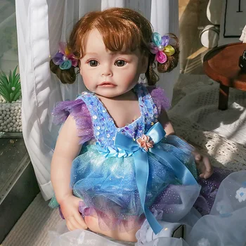 48CM de Corpo Inteiro de Silicone Renascer Princesa Criança da Menina de Bonecas Sue-Sue com Enraizada Cabelo detalhada à Mão Pintura Impermeável de Brinquedos Bebe