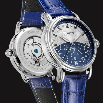 OCHSTIN Homens Relógios de Negócio Mecânica Impermeável Azul Relógio Marca de Topo do Luxo, Moda Masculina, Relógios de Pulso do Relógio Luminoso do Relógio
