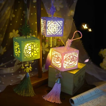 DIY de Madeira Artesanal Antigo Lanterna Chinesa Hangable Decorativos Ano Novo Mid-Autumn Festival de Presentes Para as Crianças Palácio Lanternas Brinquedos