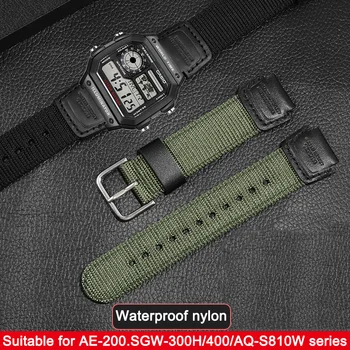 De Nylon, Silicone Faixa de Relógio de Adaptador AE-1200WH/ SW-300 H /400/AQ-S810W Montanhismo Alça de 18mm