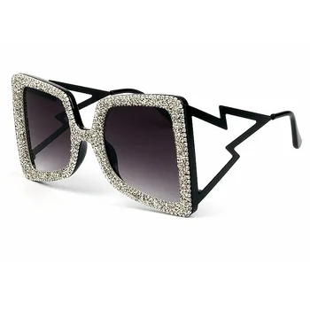 2023 Óculos de sol das Mulheres de grandes dimensões Diamante Óculos de Sol das Senhoras Luxo Strass em Tons de Marca, o Designer de Óculos de Oculos UV400 Vintage