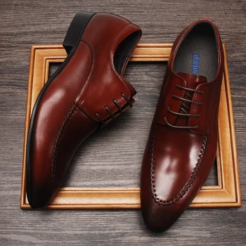 Designer Ocasionais de Mens Sapatos de Luxo Geniune de Couro dos Homens de oxford Social, Sapato Castanho Laço Formal de Casamento Sapatos de Homens