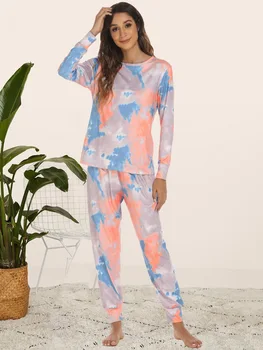 Mulheres Pijama Conjuntos de Tie Dye Pijamas Famale Pijamas Loungewear parte 2 PJ Conjunto Sweatsuits Pijamas Roupa de Homewear