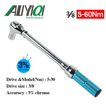 AYB 5-60N 3/8 Unidade Multifuncional Ajustável Chave de Torque 3% de Cromo Mão Chave Catraca Ferramenta