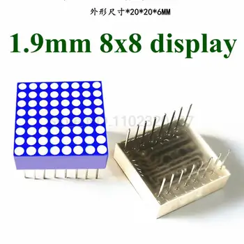 10PCS 1,9 mm LED Azul Mostrador de Matriz de pontos 8x8 ânodo Comum 16pin digital de alta qualidade de tubos