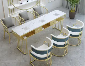 mármore manicure mesa e cadeira Nórdicos Dali cômoda maquiagem tabela salão de escritório equipamentos diversos mobiliário