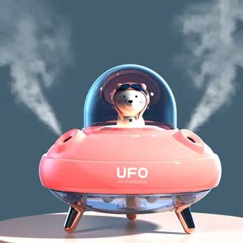 Mini animal de Estimação Bonito Umidificador UFO Dual-jato do Pulverizador USB Noite de Luz Medidor de Água Atomizador do Agregado familiar área de Trabalho Fabricante de Neblina