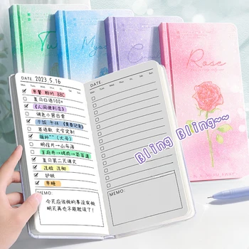 Brilhante Cor-De-Rosa Da Flor Planejador De Notebook Para Fazer A Lista Diária Semanal Mensal Programação De Bloco De Notas Coreano Papelaria Material Escolar