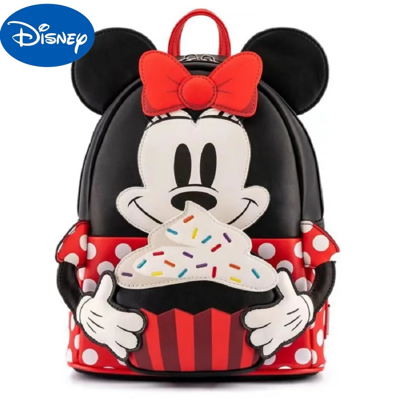 Disney Loungefly Mickey Mouse Periférico Bolo de Cupcake Minnie Bonito Mini Mochila infantil Mochila Mulheres Mochila