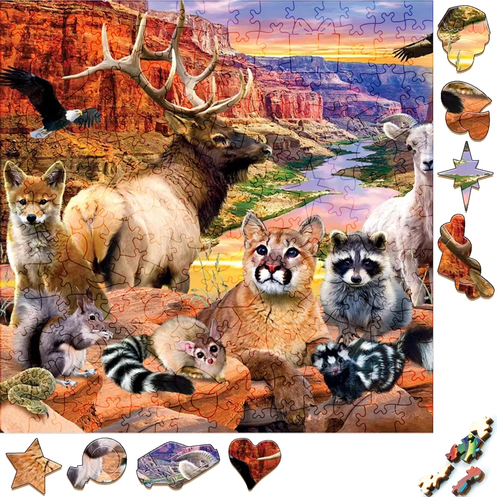 Engraçado Puzzles de Madeira Canyon Animais de Madeira, Quebra-cabeça, Artesanato Irregular Família Interativo de Quebra-cabeça de Presente para o Amigo de Coleta de
