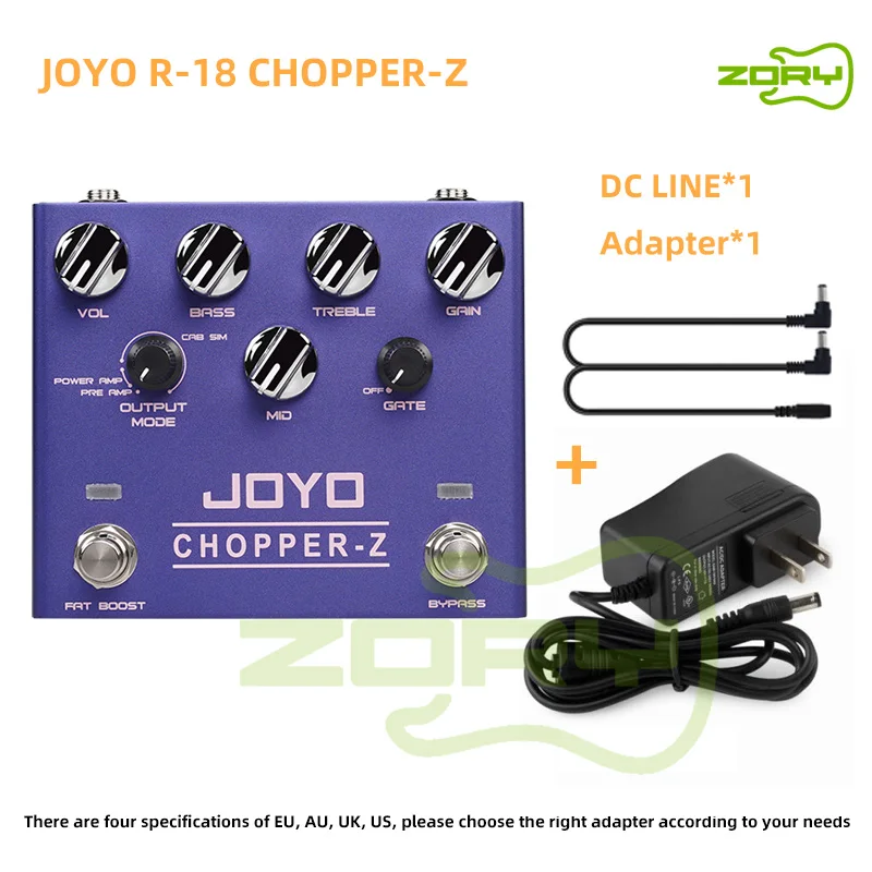 JOYO R-18 CHOPPER-Z Guitarra com Distorção do Pedal de Efeitos de Alto Ganho a Simulação de um AMPLIFICADOR de Metal Moderno de Som Noise Gate Guitarra Pedal de Peças