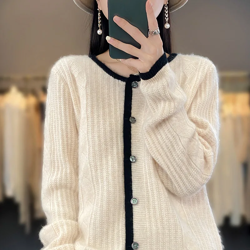 Mulheres 100% lã Australiana suéter solto e confortável malha de cashmere mulheres O-pescoço suéter de outono novo