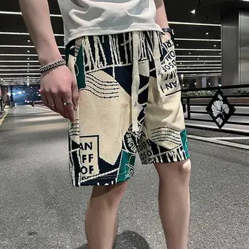 Y2k Streetwear Verão de Moda de Nova Solto Reta de Impressão Shorts, masculina Casual Executando Calções de Desporto de Cinco pontos Calças Tamanho S-5XL
