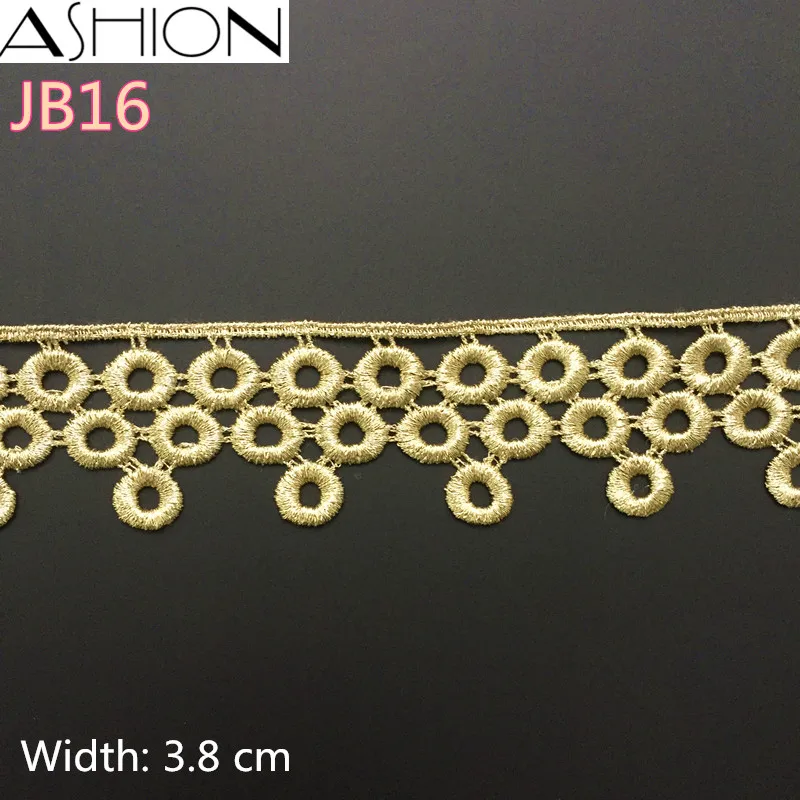 3 Metros de 3,8 cm Bela Malha de ouro LaceTrim de Tecido círculo de artes de Costura, Bordado Suprimentos DIY Fita JB16